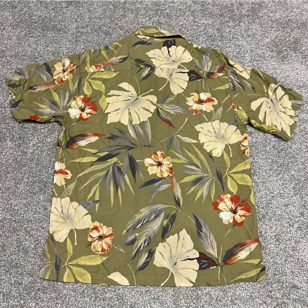 Tori Richard Shirt Mens Medium Green Floral Button Hawaiian Beach Camp Casual - Picture 5 of 5